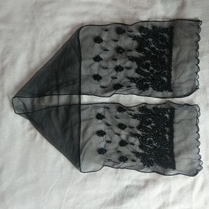 Black sheer scarf with beading